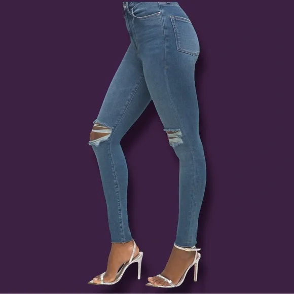 💥HP💥NWT Good American Distressed Knee Good Waist Crop Jeans. 👖 SIZE 0/25 - Picture 7 of 16